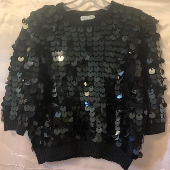 FABE Vintage Women's Sequin Sweater Part Angora Wool, Very Good Condition Size L - Picture 2 of 6